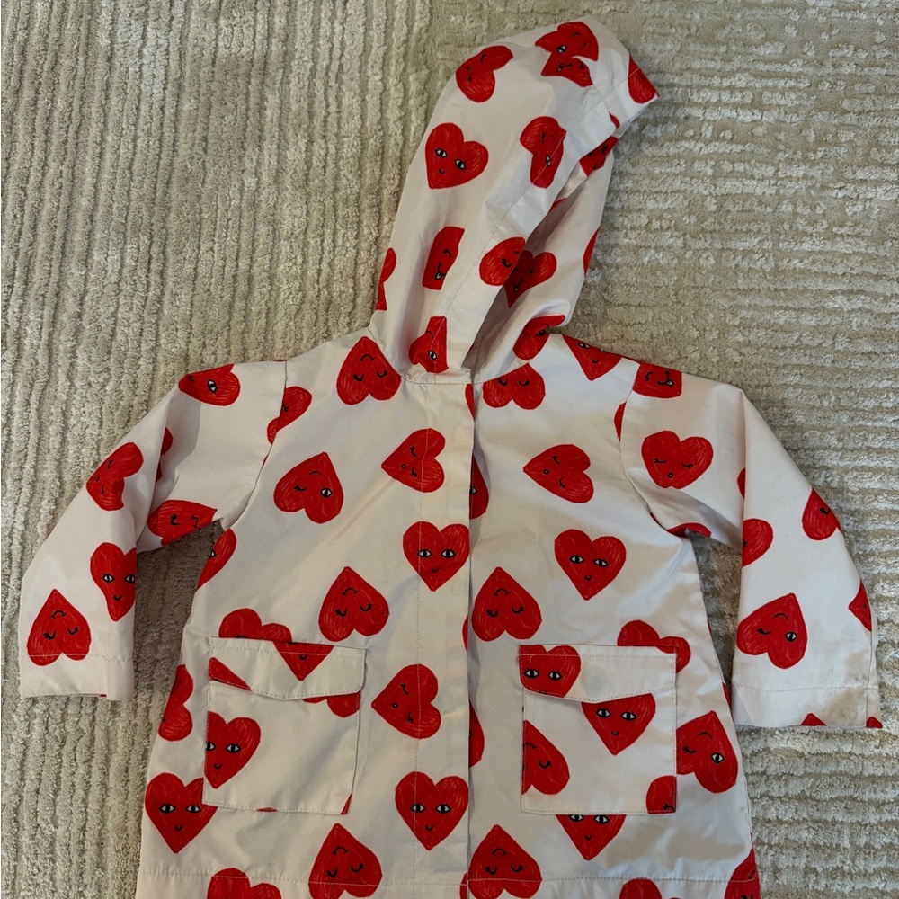 Heart Patterned Hooded lined windbreaker Jacket 6-12 fits bigger gender neutral